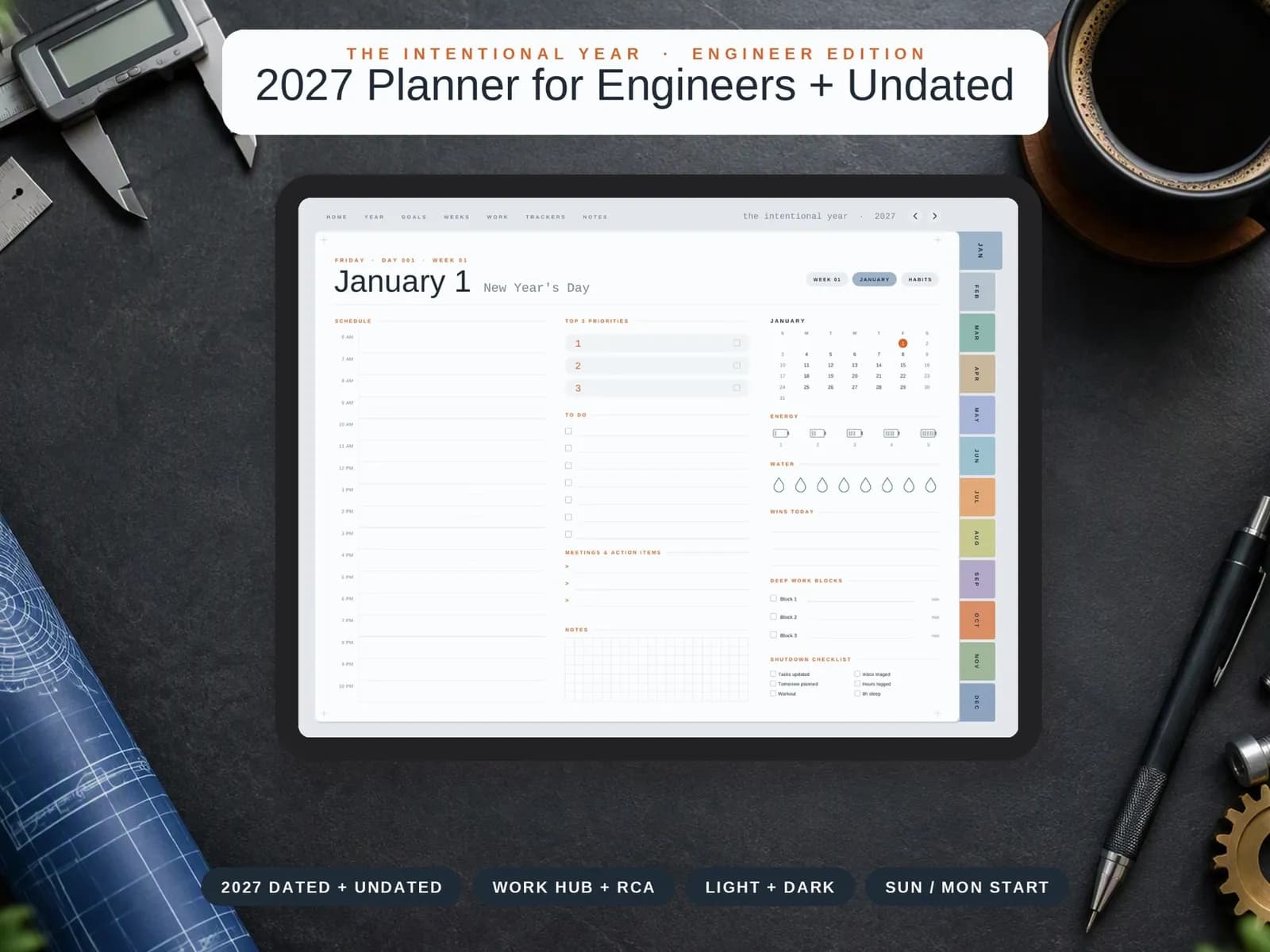 Cover of the 2027 Planner for Engineers + Undated, The Intentional Year Engineer Edition