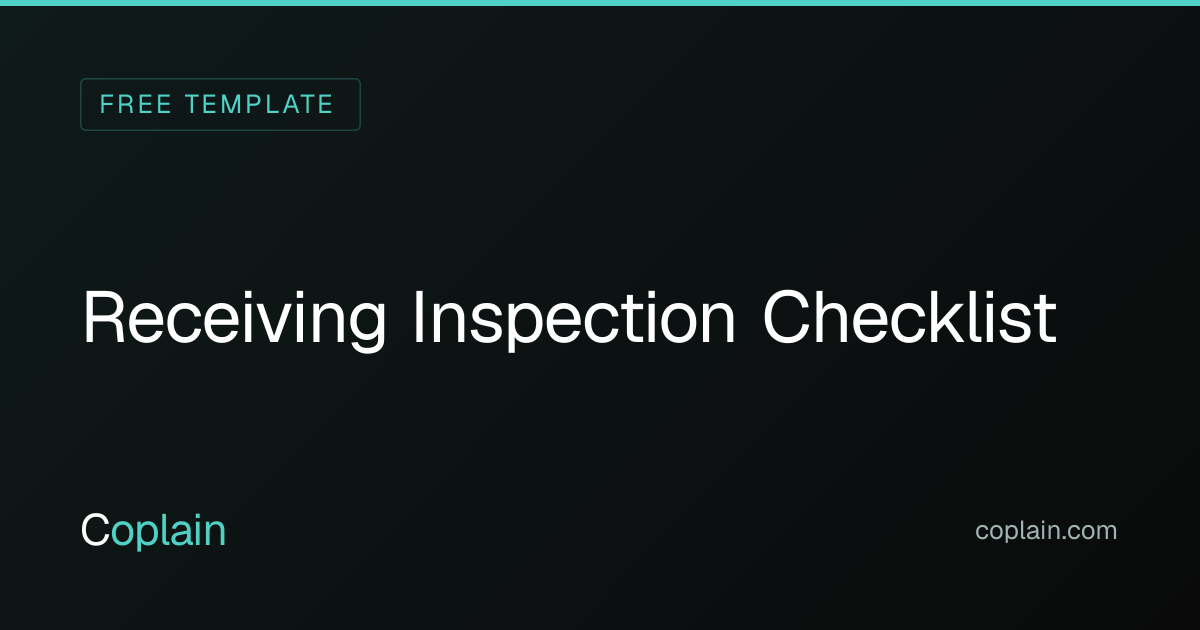 Receiving Inspection Checklist Template (.xlsx) | Coplain