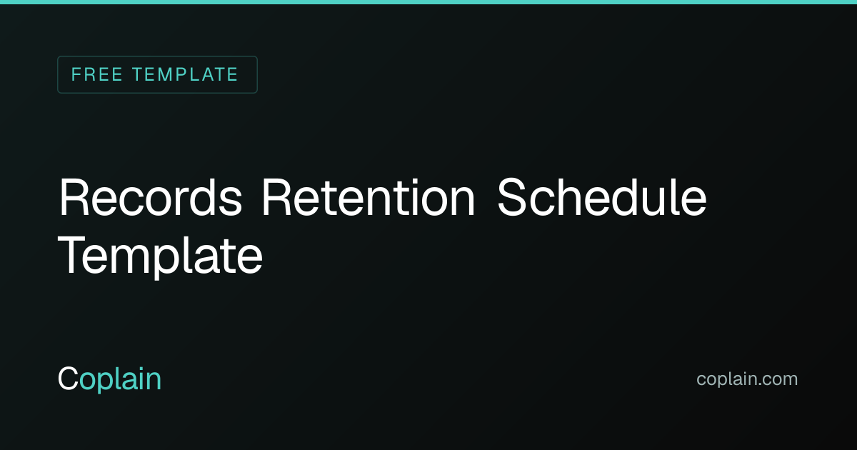 Records Retention Schedule Template (Excel) | Coplain